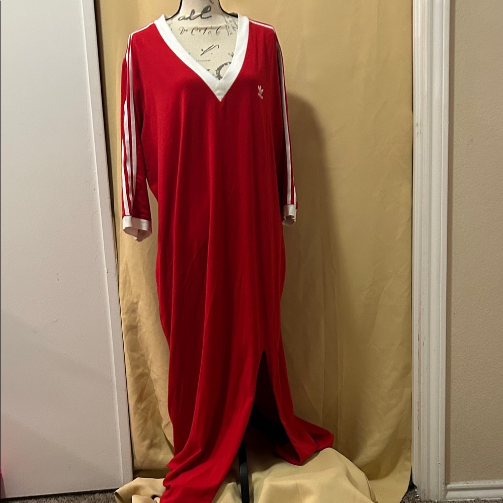 Adidas Red V-Neck maxi dress